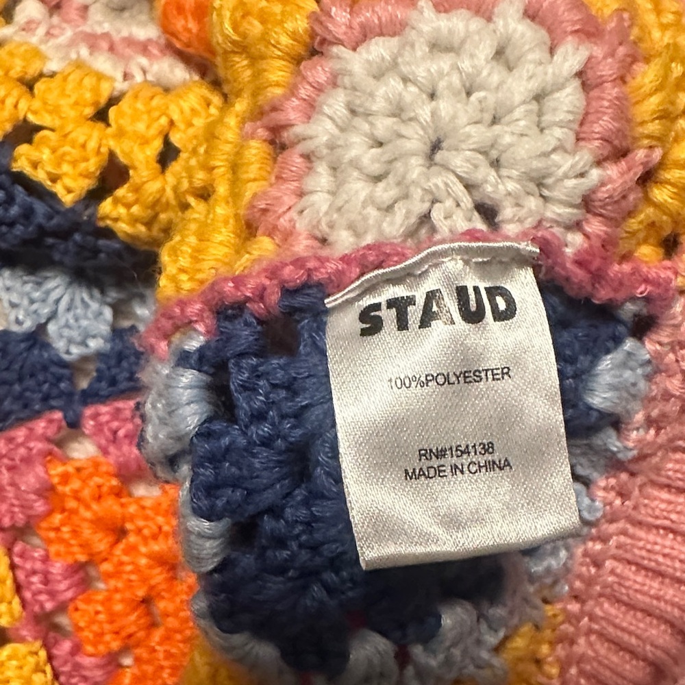 Staud Calla Multicolor Crochet Patchwork Sweater … - image 4